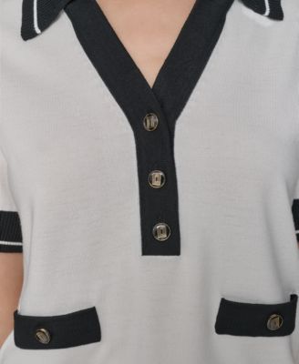 Women's Short-Sleeve Collared Sweater