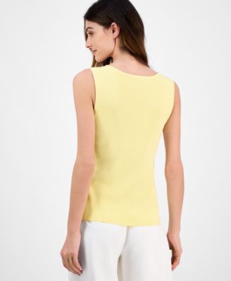 Women's Fine-Rib Sleeveless V-Neck Sweater