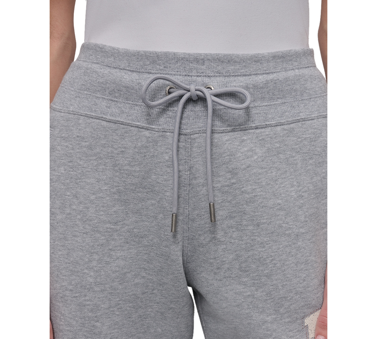 Dkny Sport Women's Rhinestone Logo Relaxed Joggers In Pearl Grey Heather
