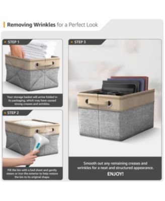 6 Pack 15 inch Collapsible Storage Bins with Handles - Perfect for Home Storage & Organization