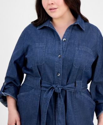 Plus Size Denim Shirtdress