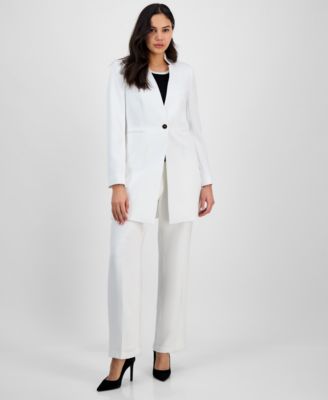 Tahari ASL - Women's Twill Notched-Collar One-Button Topper