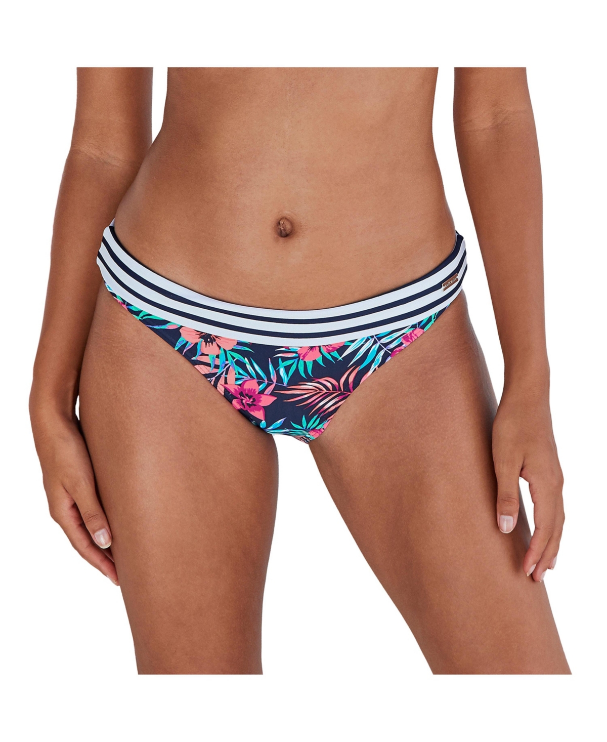 Women's Fold Over Bikini Swimsuit Bottom - White printed