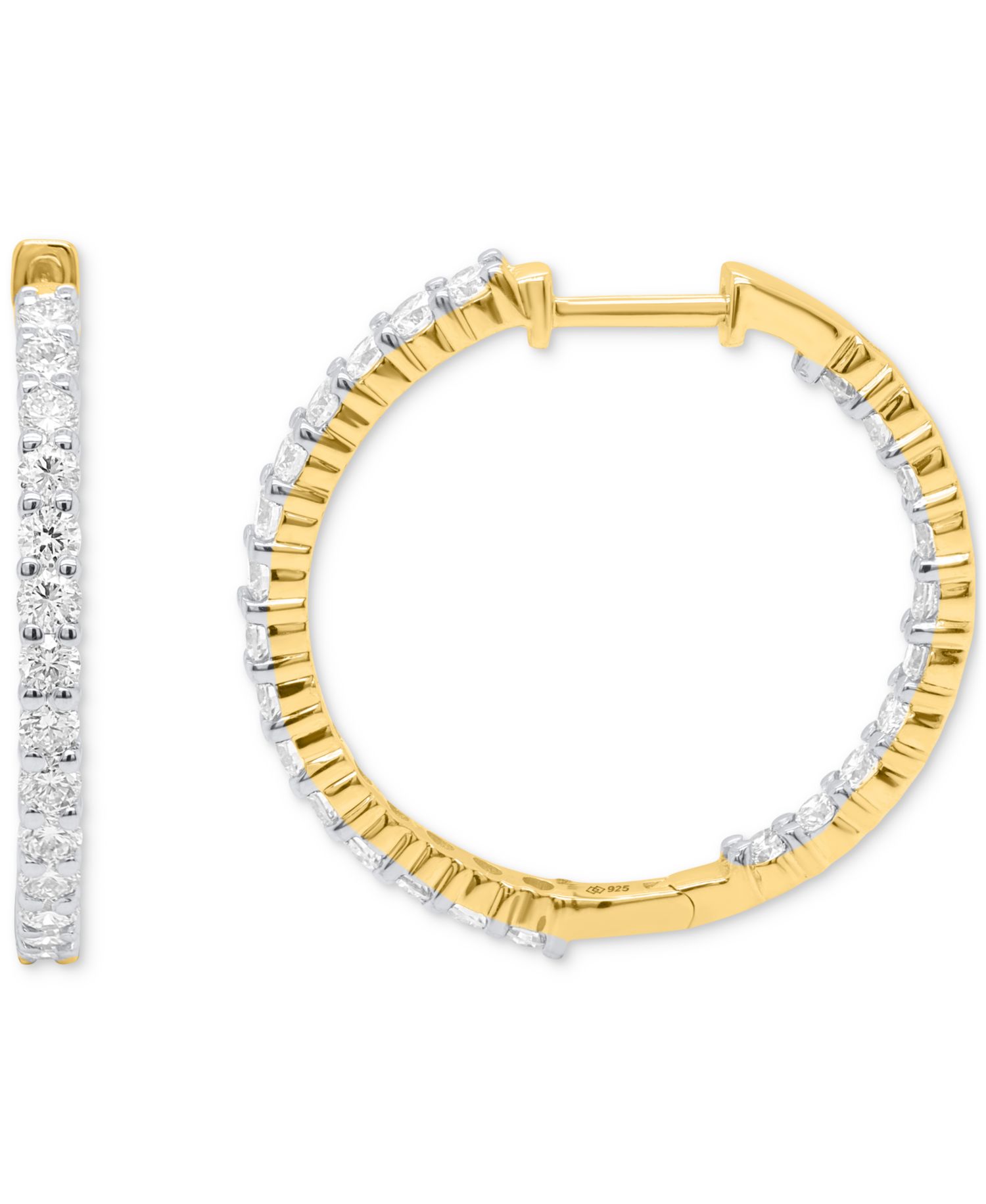 Lab Grown Diamond Hoop Earrings (2 ct. t.w.) in Sterling Silver or 14K Gold-Plated Sterling Silver