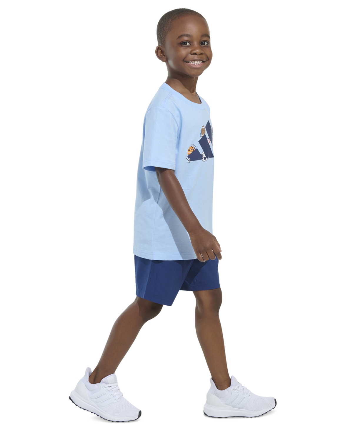 Adidas Originals Toddler & Little Boys Short-sleeve Logo T-shirt & Elastic-waistband Woven Shorts, 2 Piece Set In Lt Blue