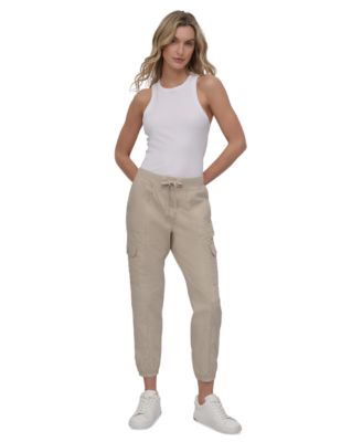 Sport Women's Cotton Ribbed-Waist Jogger Cargo Pants