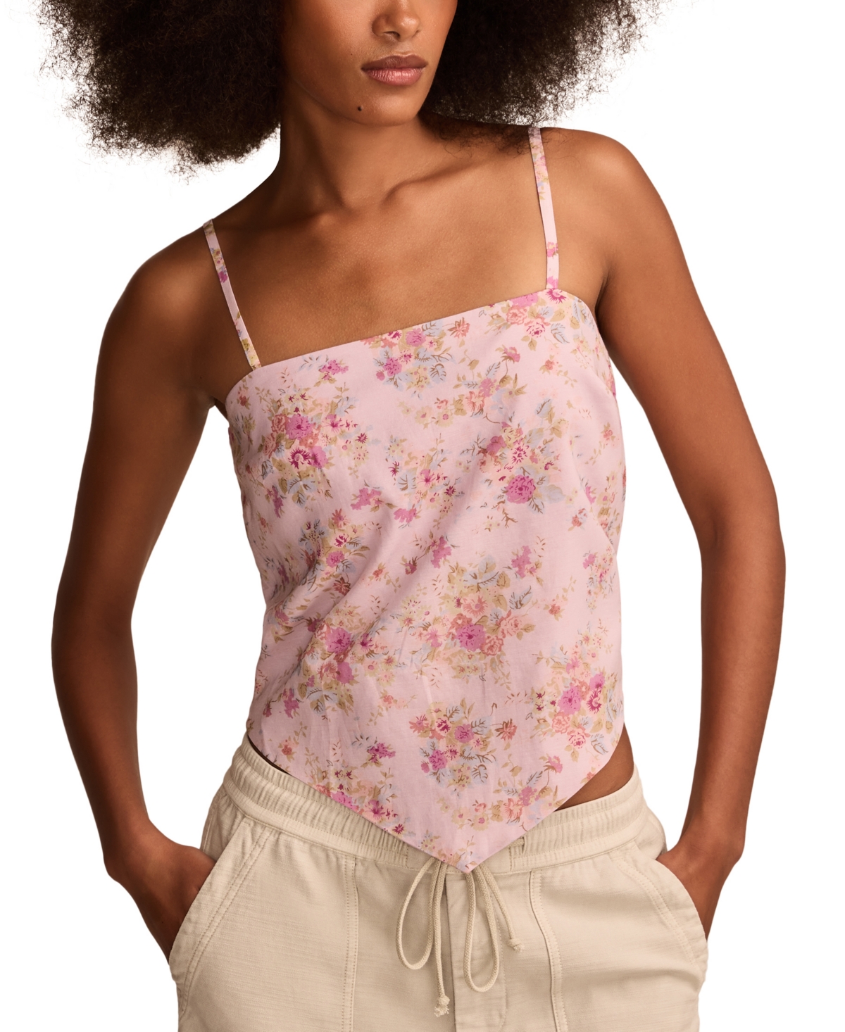 Women's Hanky-Hem Scarf Top - Pink Floral