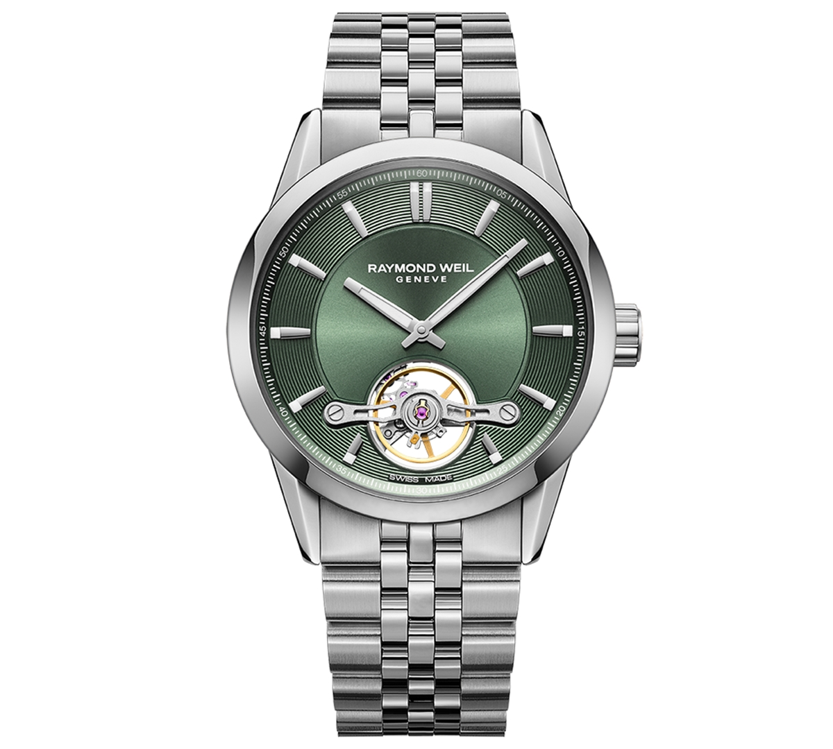 Men's Swiss Automatic Freelancer Stainless Steel Bracelet Watch 43mm - Green
