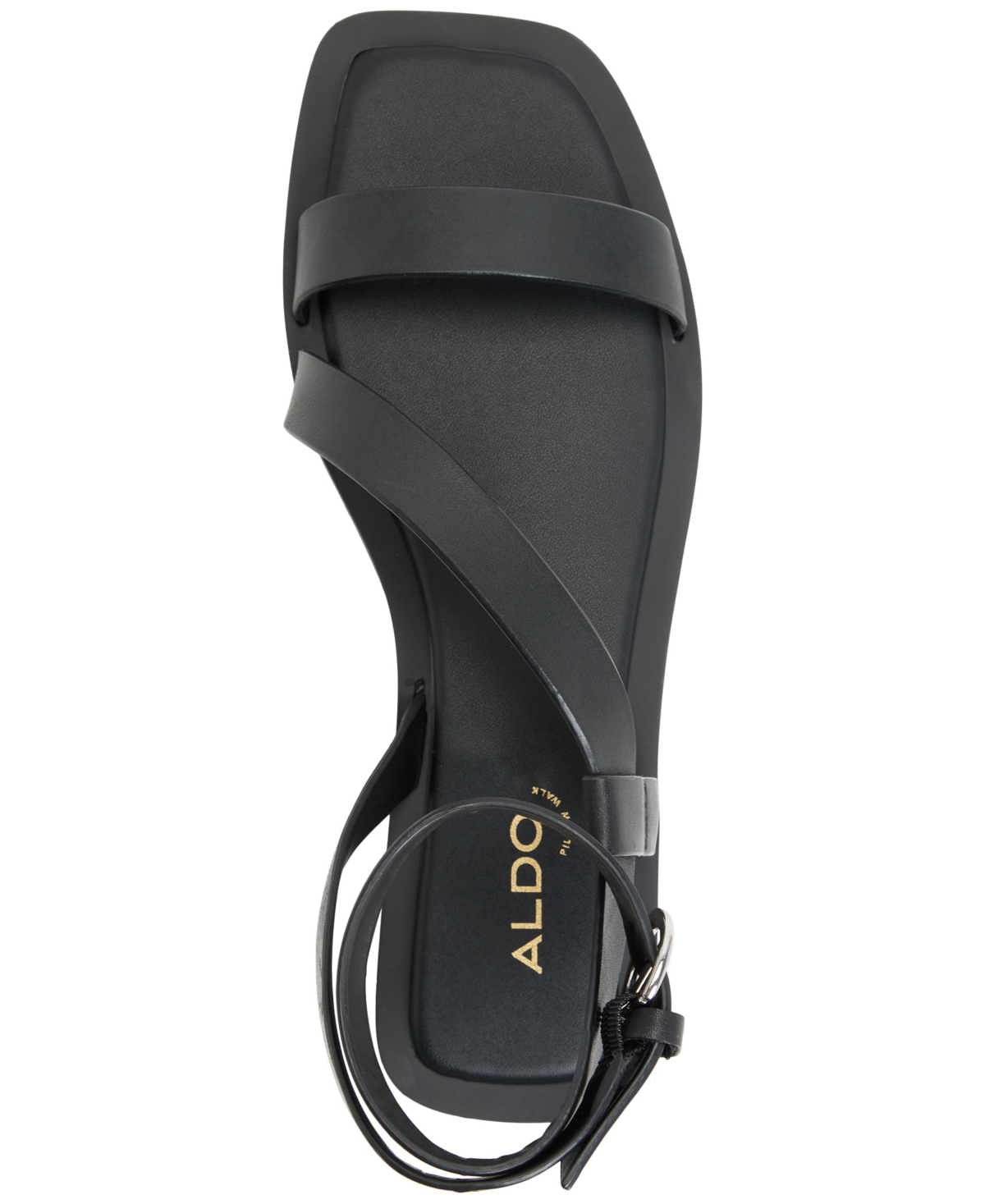 Shop Aldo Women's Grugar Strappy Square-toe Flat Sandals In Charcoal