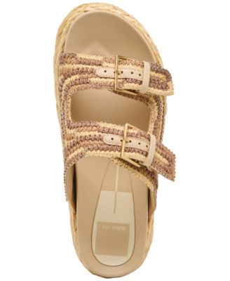 Women's Falyn Platform Double Buckle Raffia Woven Footbed Sandals