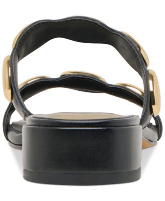 Women's Fresco Embellished Double Band Slide Low Block Heel Dress Sandals