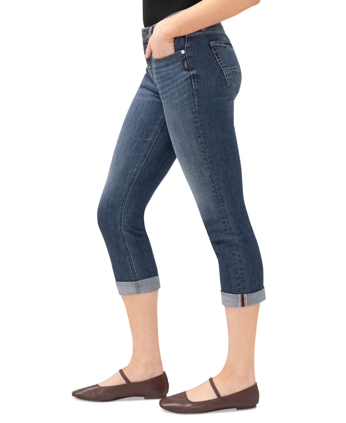 Shop Silver Jeans Co. Women's Suki Mid-rise Curvy Capri Jeans In Indigo