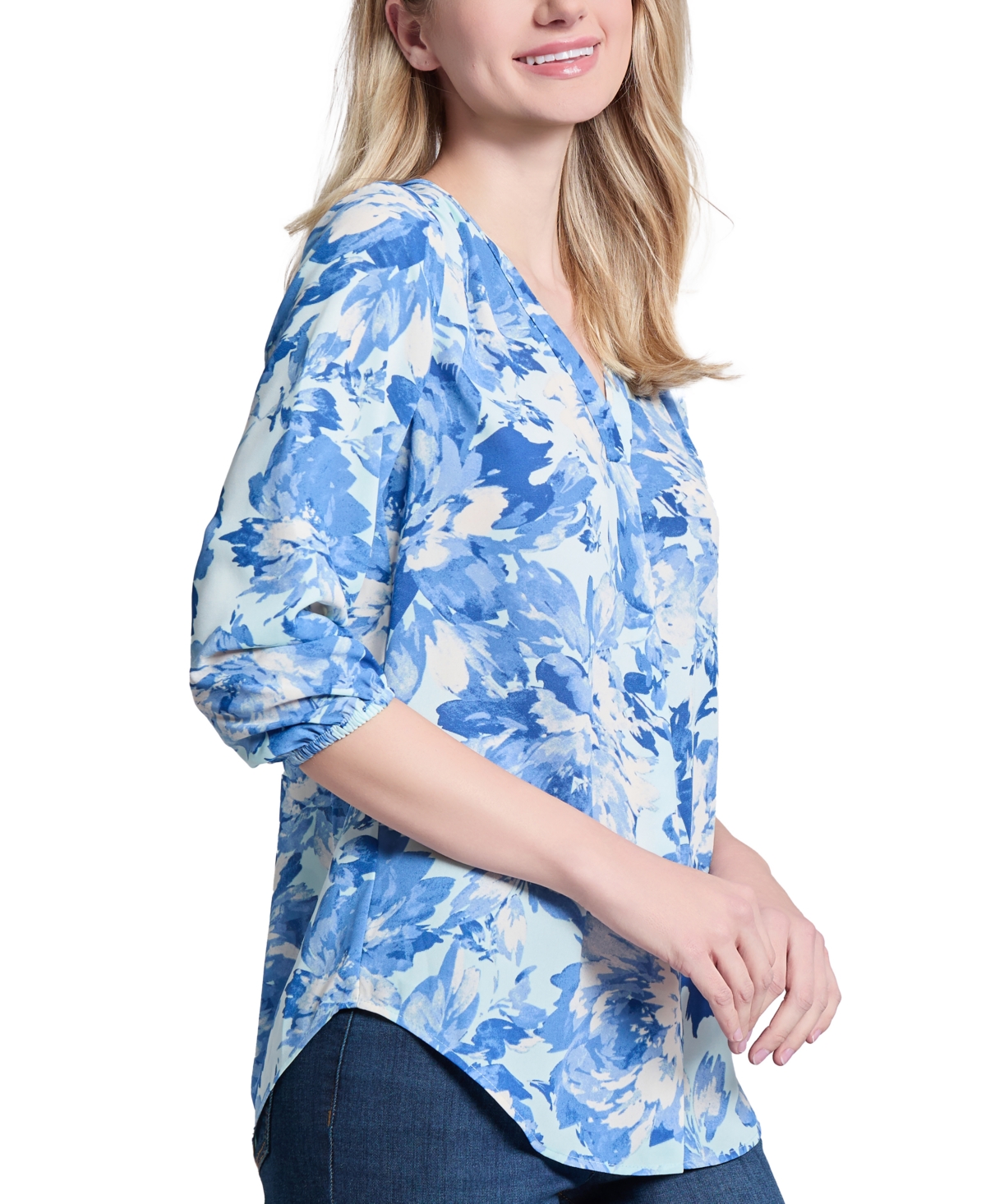 Jones New York Print Tunic Top In Soft Seaglass Multi