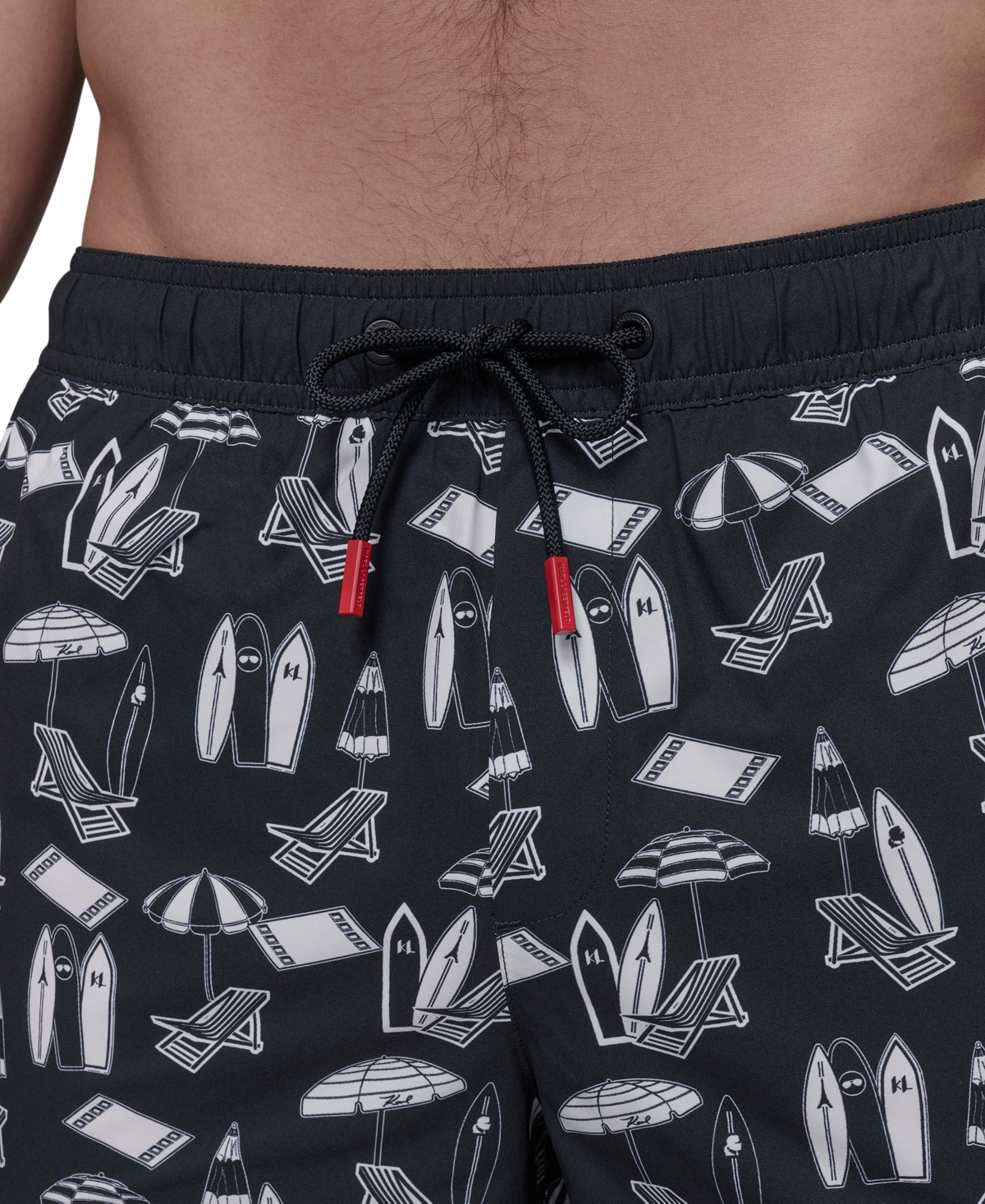 Karl Lagerfeld Men's Regular-fit Quick-dry 5" Swim Trunks With Boxer Brief Liner In Surf Board