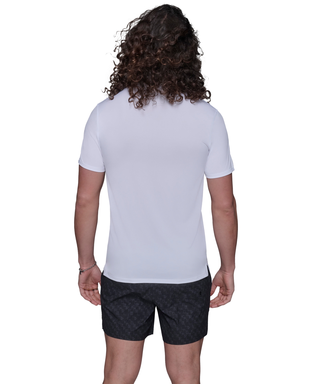 Karl Lagerfeld Men's Regular-fit Logo Graphic Rash Guard In White