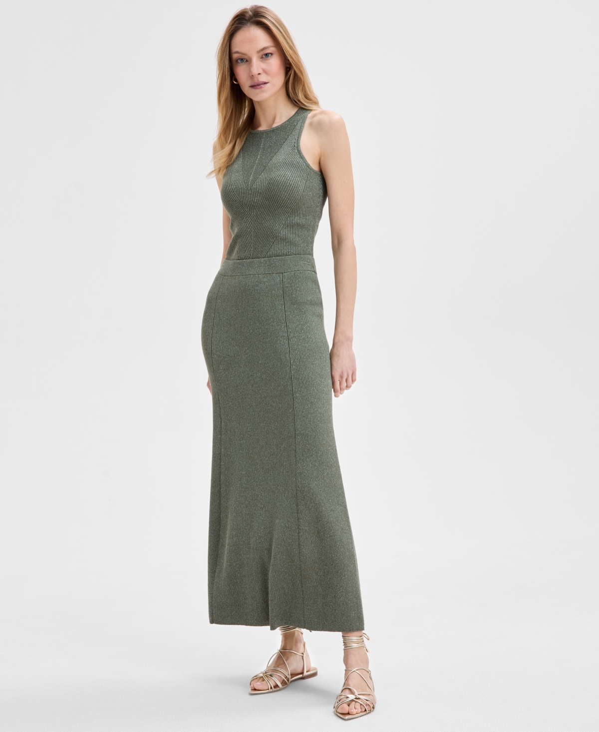 Women's Ribbed Sweater Skirt, Exclusively at Macy's - Olivine W Dtm