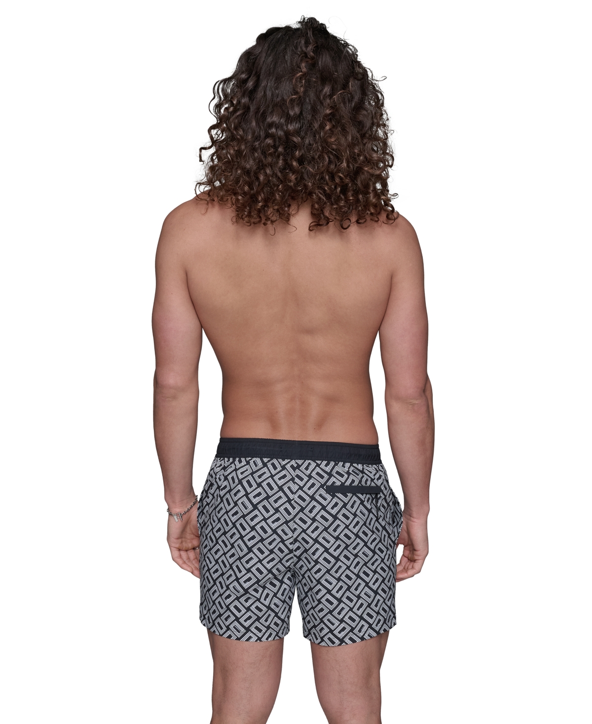 Karl Lagerfeld Paris Men's Regular-Fit Quick-Dry 5" Swim Trunks with Boxer Brief Liner