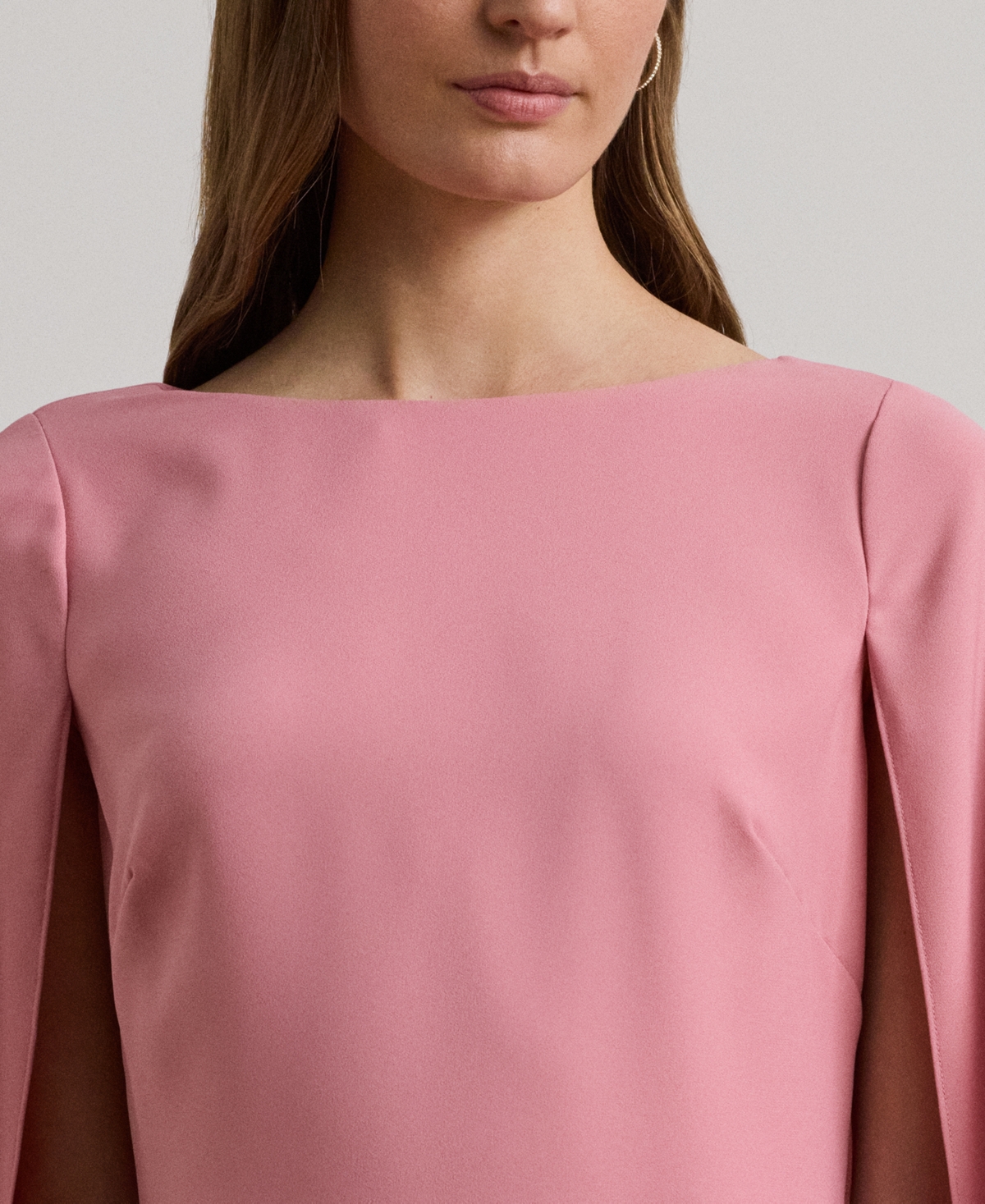 Ralph Lauren Cape Georgette Cocktail Dress In Rose Mauve