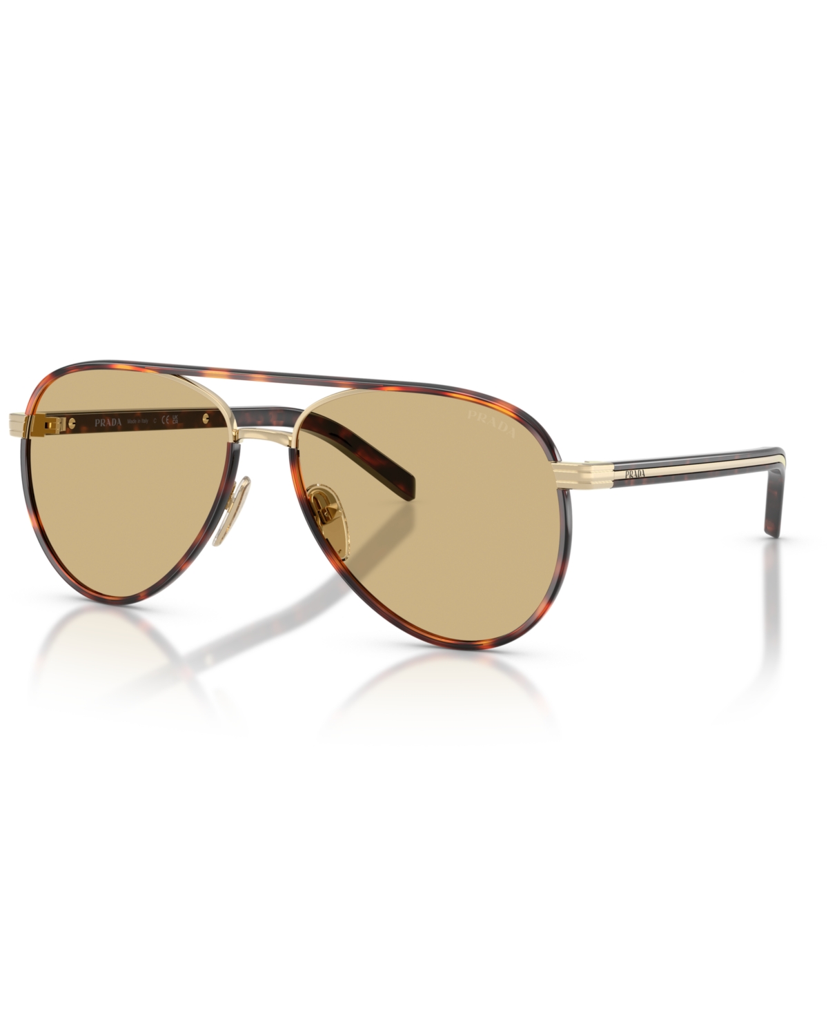 Prada Pr B57s Aviator Steel Sunglasses In Pale Gold