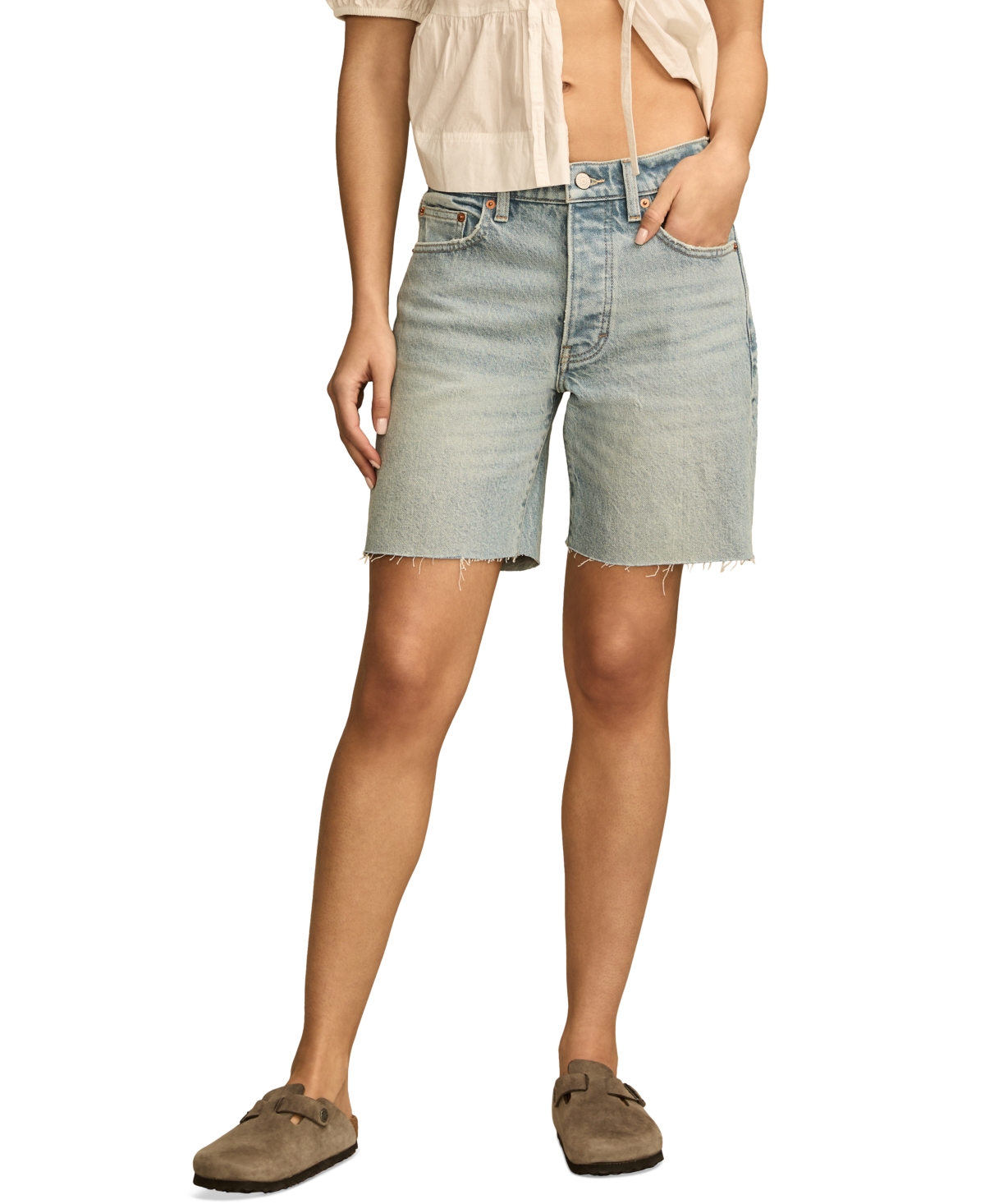 Shop Lucky Brand Women's 90s Loose-fit Denim Shorts In Halo Effect Wash