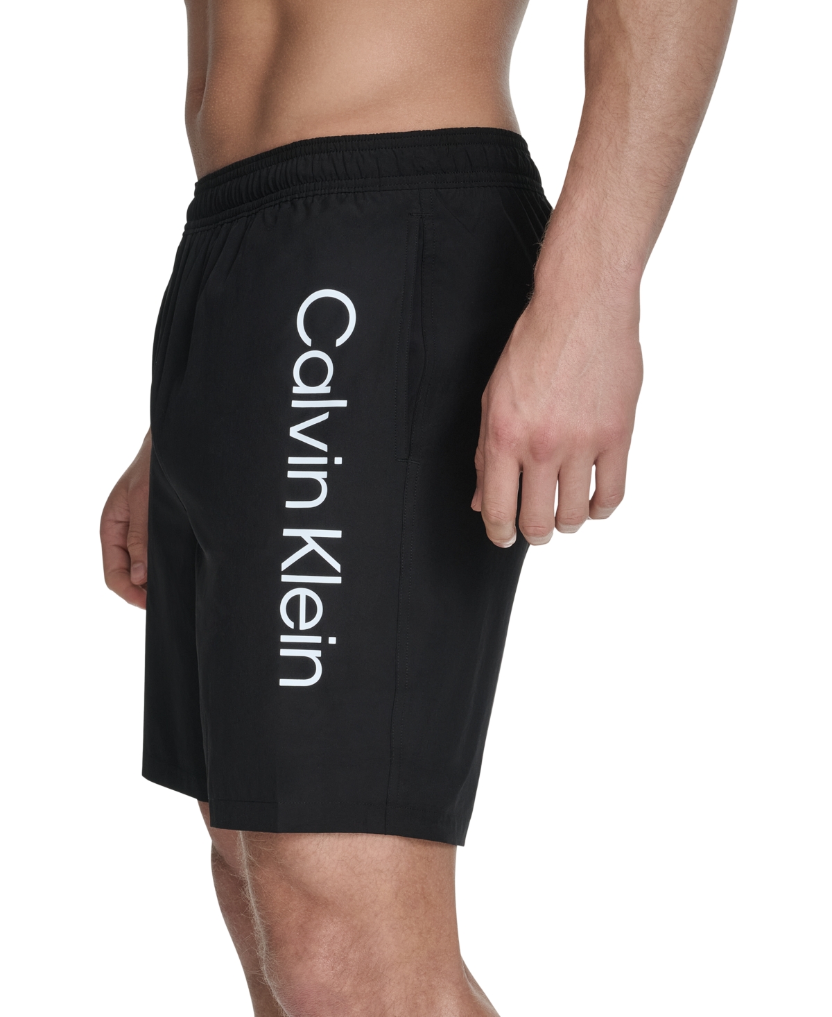 Calvin Klein Men's Regular-fit Quick-dry 5" Swim Trunks With Compression Short Liner In Black
