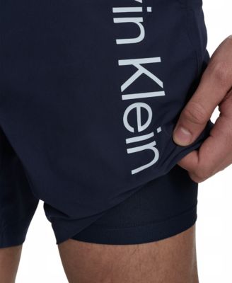 Men's Regular-Fit Quick-Dry 5" Swim Trunks with Compression Short Liner