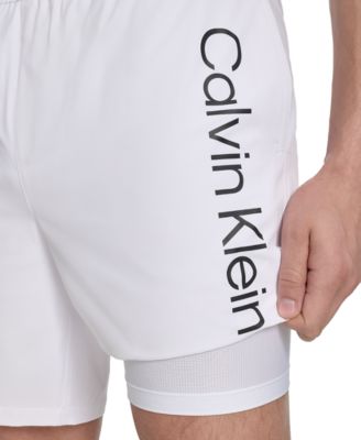 Men's Regular-Fit Quick-Dry 5" Swim Trunks with Compression Short Liner