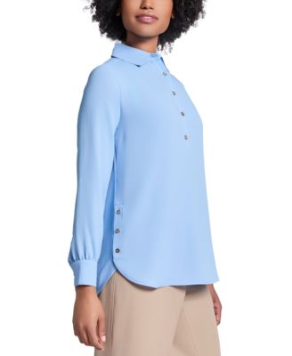 売れ筋商品|||ジョーンズニューヨーク カットソー トップス レディース Long Sleeve Shirttail Side Button Popover Tunic Jones Black Jones New York Long Sleeve Shirttail Side Button Popover