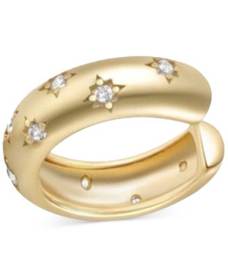 BEN ONI - 18k Gold-Plated Sterling Silver Pav&eacute; Single Ear Cuff