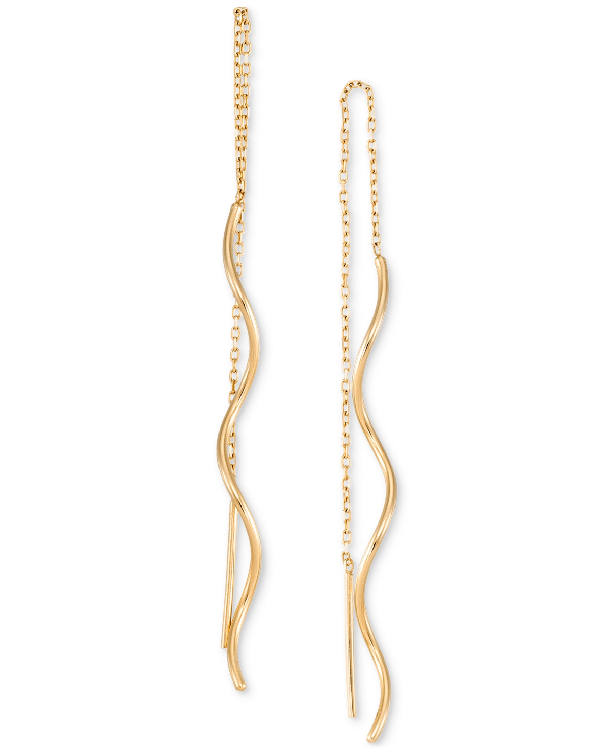 Macy's Twisted Threader Earrings In 10k Yellow Gold In Gold