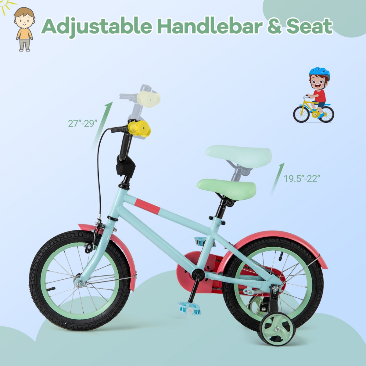 Kids Bike with Adjustable Handlebar and Saddle for 4-8 Years Old