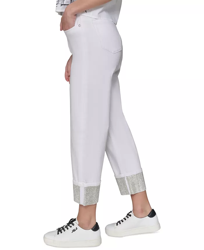 Women's High-Rise Crystal-Cuff Jeans - thumbnail 10