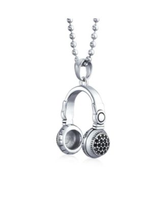 Hip Hop DJ Headphones Pendant Necklace Stainless Steel