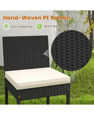 7 Pieces Patio Rattan Bar Set with Seat Cushions for Porch Yard Garden