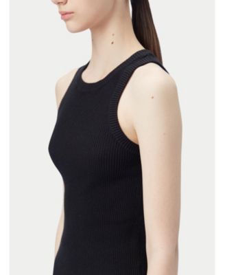 Women's 100% Ribbed Cotton Silk Cashmere Blend Tank Top