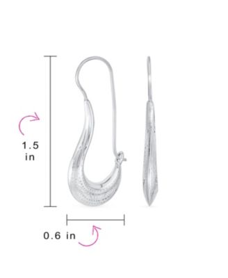 Artisan Tribal Etching Dangle Earrings in Sterling Silver with Bell Design