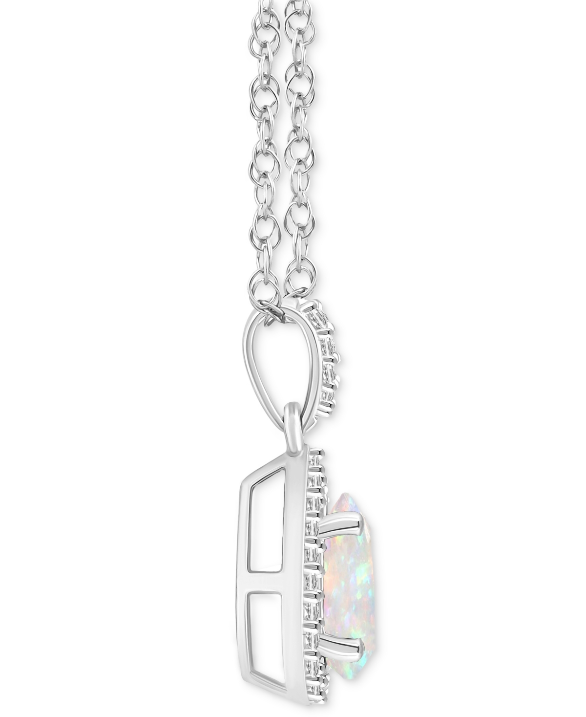 Macy's Lab Created Blue Sapphire (1 Ct. T.w.) & Lab Created White Sapphire (1/6 Ct. T.w.) Pear-shape Pendan In Opal