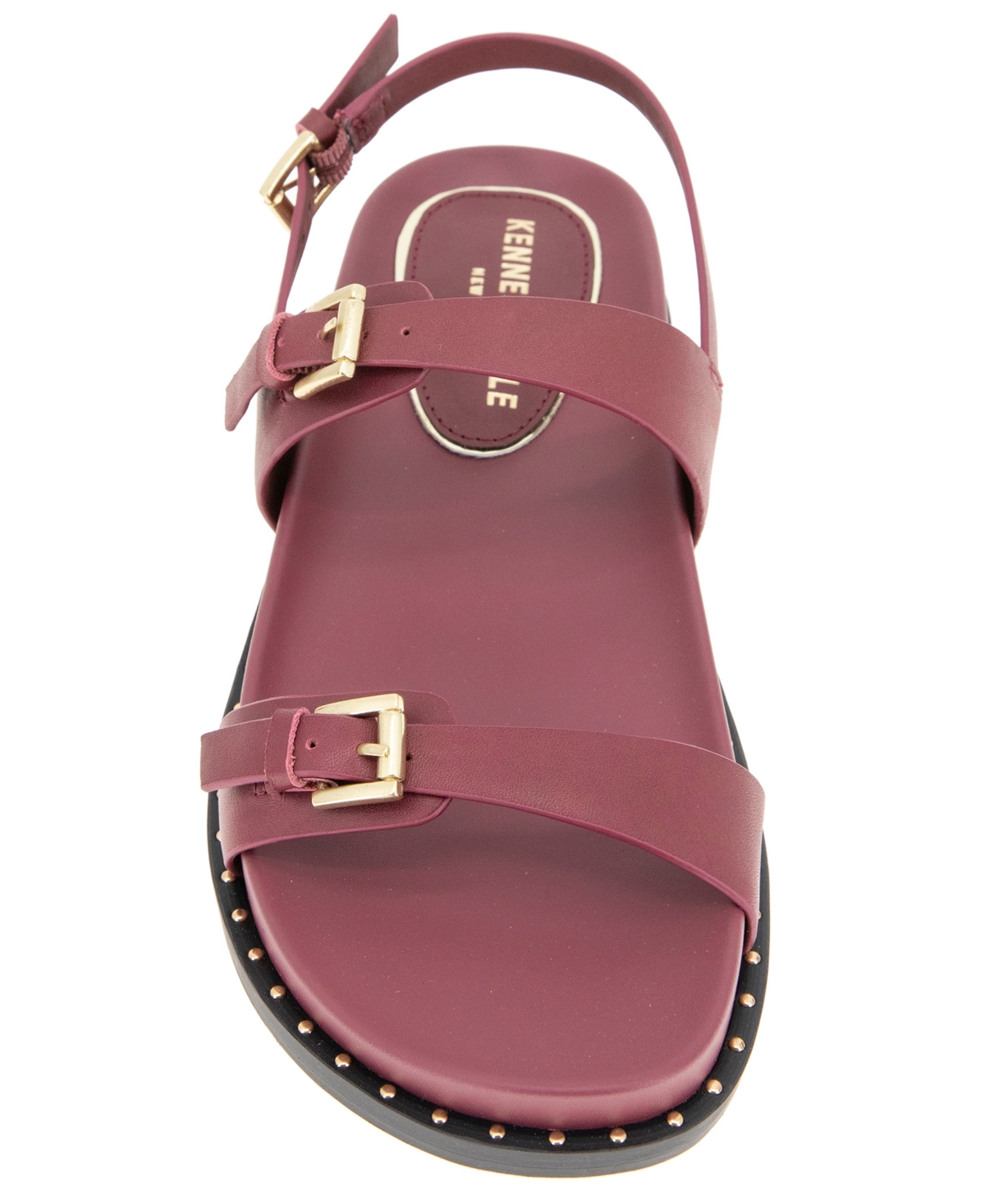 Kenneth Cole New York Women's Drinity Round Toe Flat Sandals In Dark Red Leather