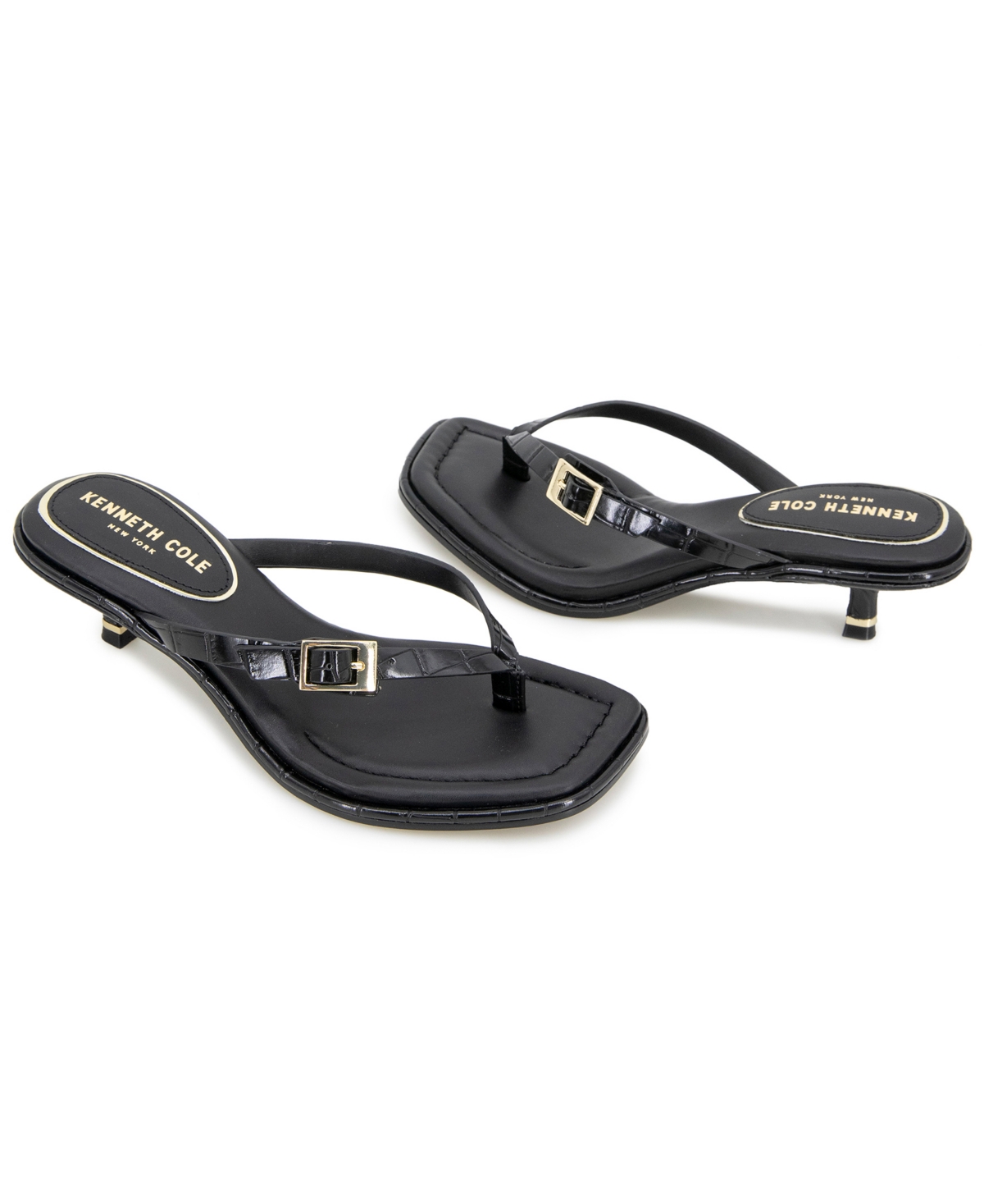 Kenneth Cole New York Women's Gillie Kitten Heel Sandals In Black Croco
