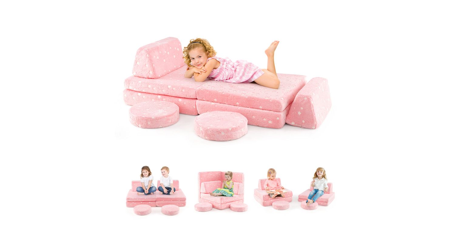 Modular Kids Play Couch Set Glow-in-the-Dark with Portable Handles Fun and Versatile Seating for Toddlers