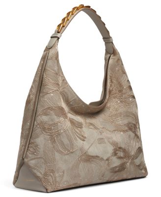Donna Karan New York Bellmore Small Floral Embroidery Shoulder with Bezel Strap