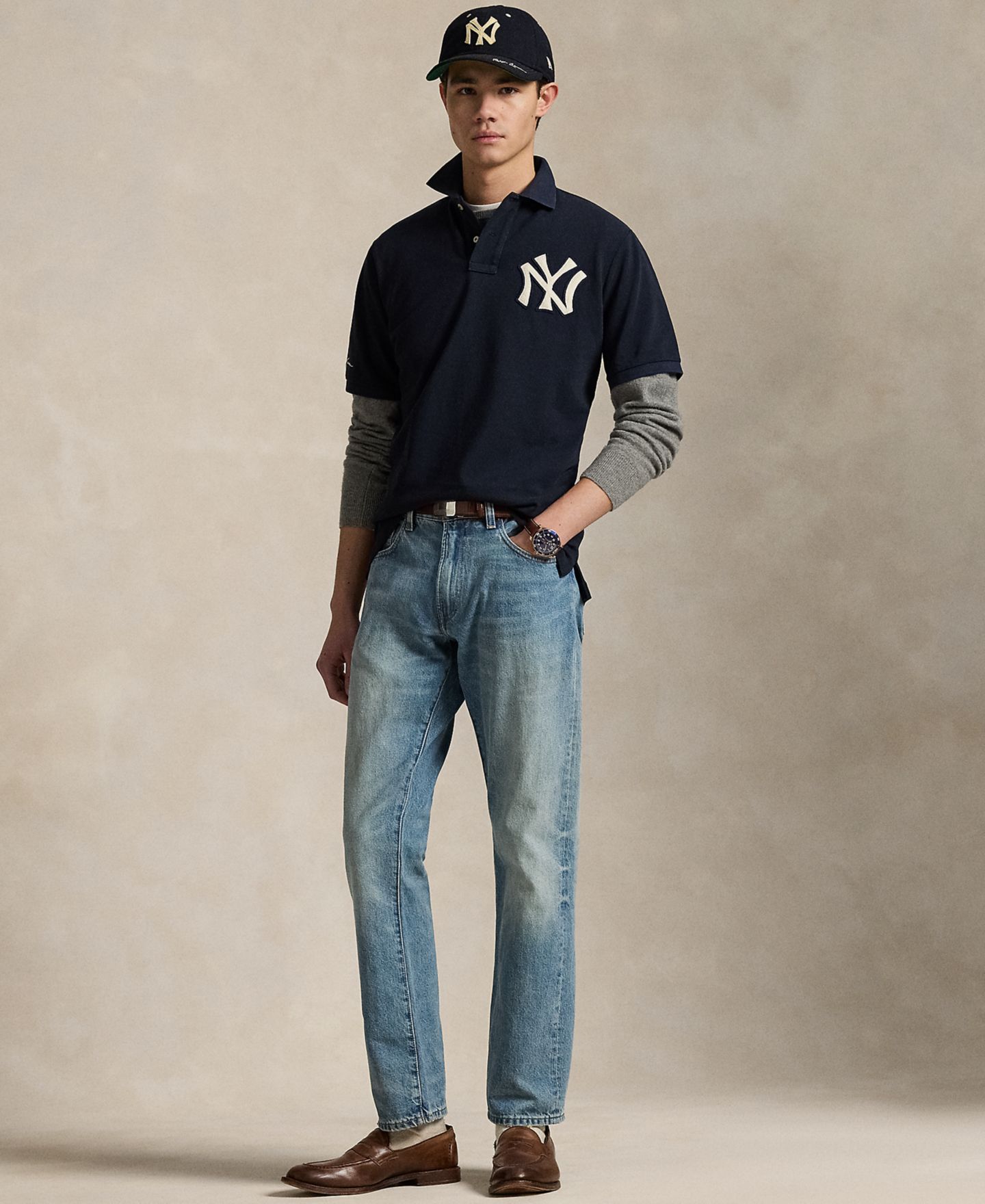 Поло Polo Ralph Lauren Unisex Yankees Polo Shirt, цвет: Тёмно-синий — фото 1
