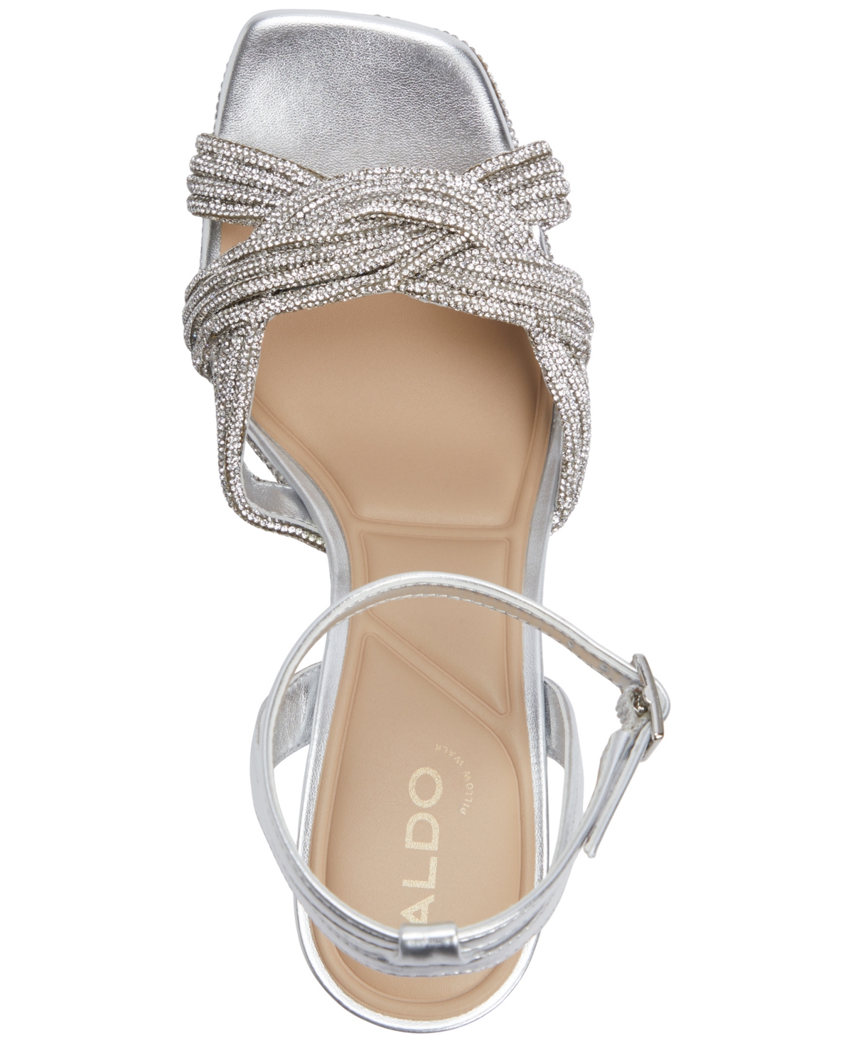 Shop Aldo Women's Shimma Rhinestone Platform Dress Sandals In Silver Metallic