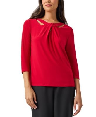 Women's 3/4 Sleeve Knot Front Jersey Top