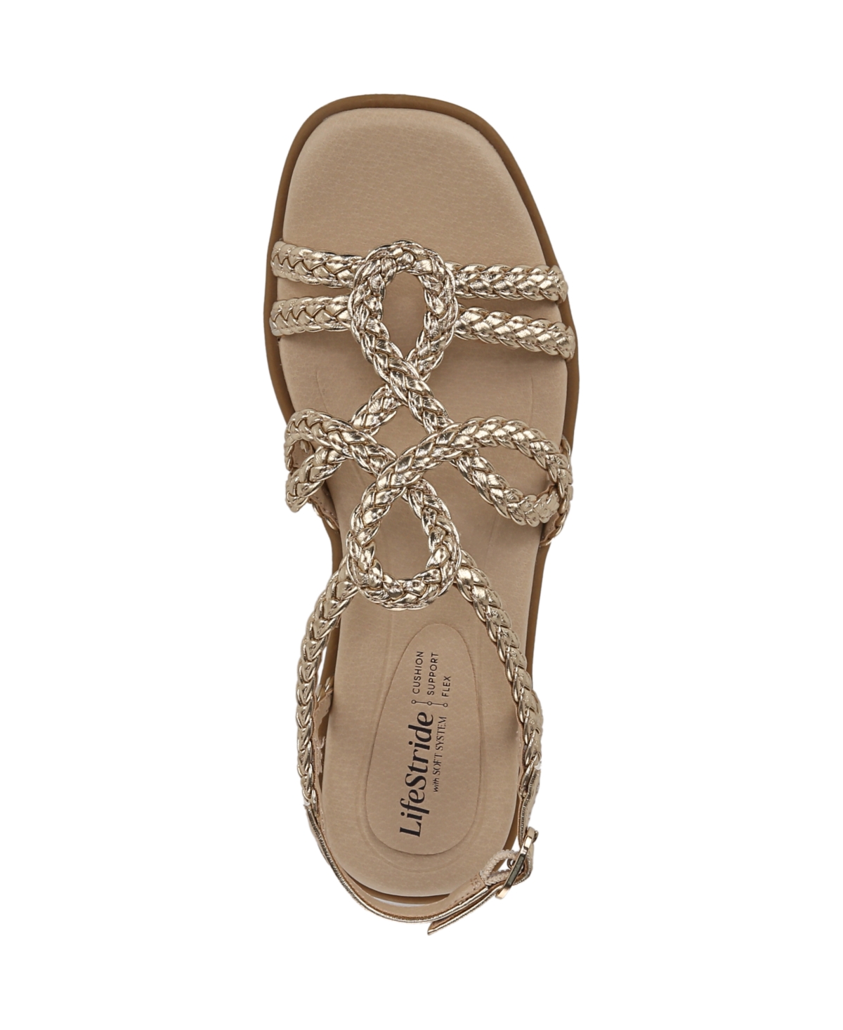 Shop Lifestride Women's Reagan Open Square Toe Strappy Slingback Sandals In Gold Faux Leather
