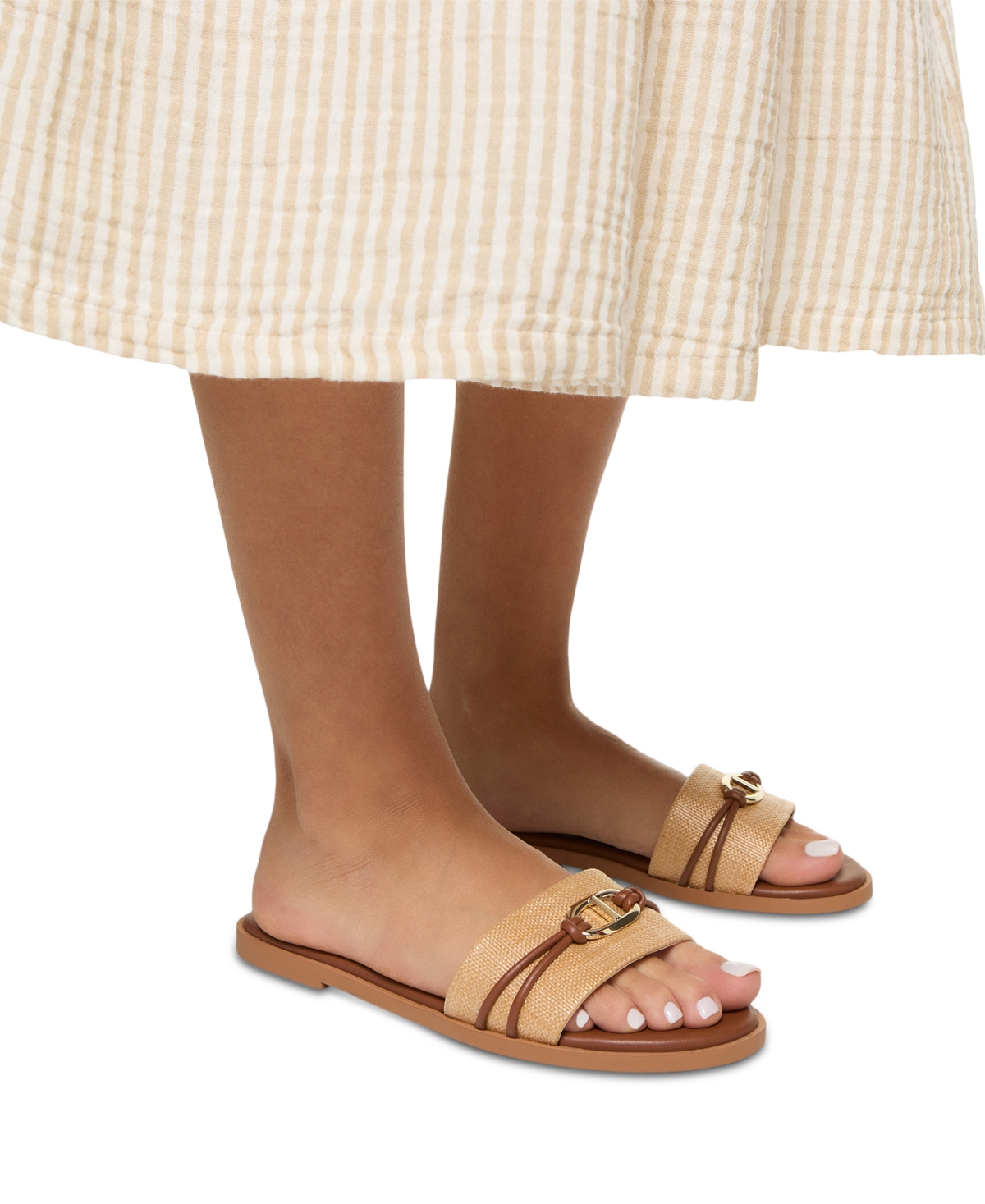 Shop Aldo Women's Vasia Hardware-trim Slide Flat Sandals In Natural Multi