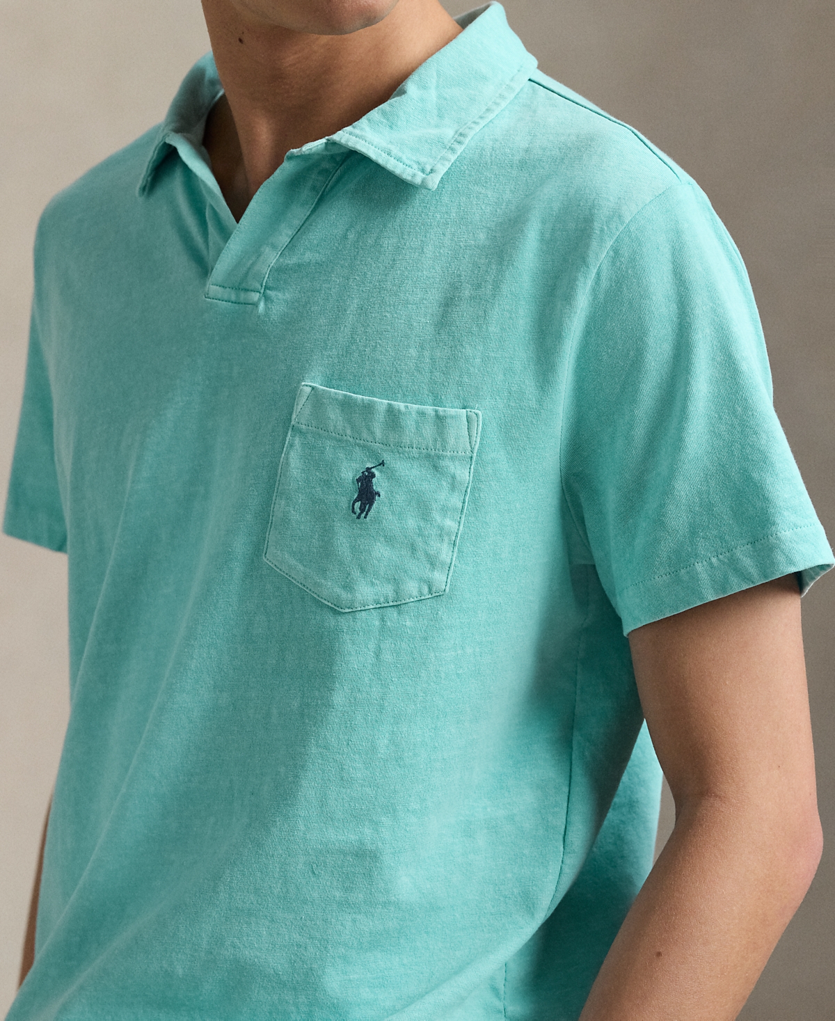 Polo Ralph Lauren Linen & Cotton Polo In Aqua Blue