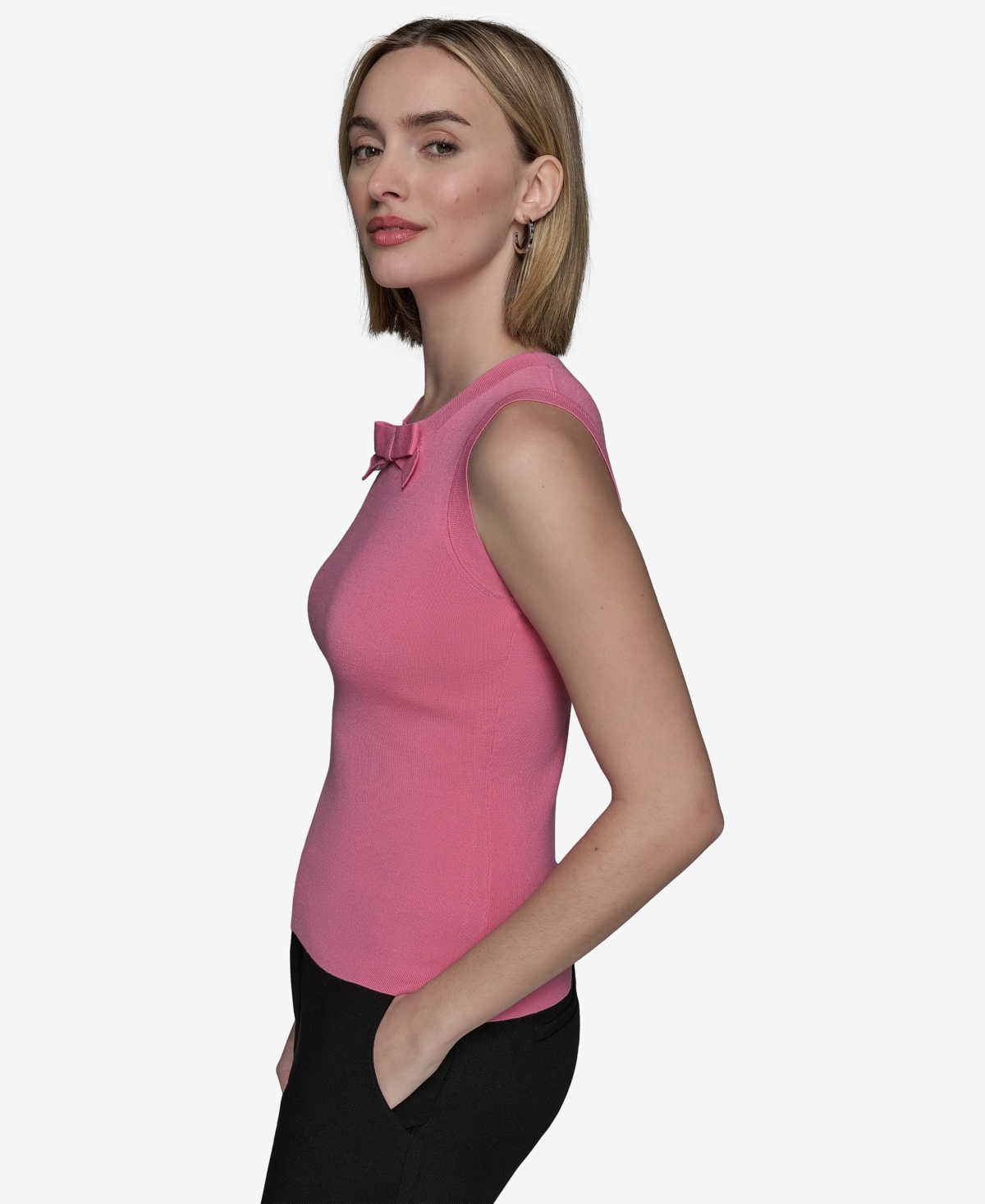 Shop Karl Lagerfeld Women's Bow-tie Sleeveless Sweater In Pink Sherbert