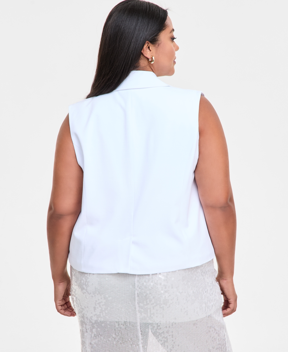Bar Iii Trendy Plus Size Cropped Vest, Exclusively At Macy's In Bright White