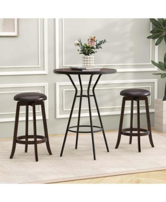 29" Counter Height Stools Set of 2 with 360° Swivel Round Seat & Footrest